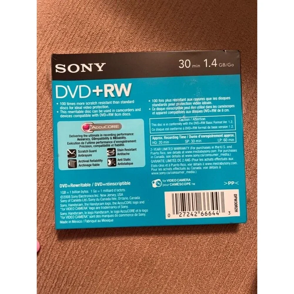 Sony Handycam DVD+RW single sided monoface
